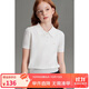 ELLE KIDS夏季女童法式萊賽爾polo翻領(lǐng)透氣寬肩微廓版短袖T恤上衣