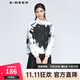 S.DEER圣迪奧休閑風女裝時尚立領潑墨字母不規(guī)則外套S21182206 白色/90 S 160