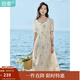 茵曼（INMAN）文藝連衣裙2025夏季女裝新款花邊桃心領(lǐng)收腰泡泡袖長(cháng)裙 悠蘭杏 M