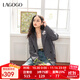 LAGOGO深灰色蝴蝶結氣質(zhì)西裝女拉谷谷2025年春季新款休閑通勤外套 深灰色 M