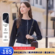 百圖betu女裝2025秋季新款毛針織衫Miu系格子拼接簡約顯瘦長袖2508T03 寶蘭 S
