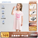 愛(ài)慕兒童莫代爾印花女孩短袖睡裙/吊帶睡裙家居服3A抗菌涼感輕薄舒適透氣 蝴蝶結櫻桃 160 （85-100斤）
