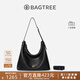 BAGTREE包包樹(shù)圖南植鞣牛皮腋下hobo女包2025年新款單肩斜挎包通勤餃子包 黑色-大號 贈斜挎延長(cháng)肩帶 高級小眾