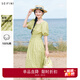 詩凡黎（'SEIFINI）詩凡黎連衣裙泡泡袖方領(lǐng)碎花裙子女2024春夏新款泡泡袖復(fù)古氣質(zhì) 草綠 S 155/80A