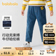 巴拉巴拉童裝兒童牛仔褲男童女童加絨褲子秋冬寬松哈倫褲 牛仔中藍88201 110 cm