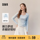 森馬（Semir）t恤女短款大圓領(lǐng)修身顯瘦2025春秋純色上衣內搭109125101011
