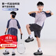 McTicco男童速干套裝兒童跑步運動(dòng)冰絲短袖短褲夏季籃球服大童羽毛球訓練 18893灰藍色+18428深灰色 150 150cm