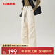 鴨鴨（YAYA）鵝絨羽絨褲女2025年秋冬新款城市輕戶(hù)外工裝褲高腰顯瘦休閑長(cháng)褲FL 米白色 M 170