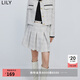 LILY春新款女裝減齡學(xué)院感小香風(fēng)都市通勤高腰A字半身裙短裙 604米白 L