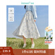 茵曼（INMAN）法式碎花高級感2025夏女新款休閑中長(cháng)吊帶連衣裙子 白底藍花半身裙-18412674 S