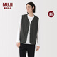 無(wú)印良品（MUJI）男式 抓絨 背心男士男款馬甲坎肩馬夾25年秋季新品男裝 AB1PHA5A 炭灰色 L (175/100A)