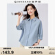 佐丹奴知識分子風(fēng)襯衫女純棉府綢破骨連肩中袖襯衣女05345463