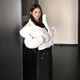 Ady Glenna棉襖女冬季毛領(lǐng)連帽絲棉服女收腰加厚保暖短款美式復古棉衣外套女 白色 M 【100-115斤】