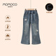 瑪米瑪卡（MOMOCO）童裝女童牛仔褲2025冬款中小童洋氣微喇牛仔褲 牛仔藍 120