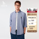 哈吉斯（HAZZYS）男裝 通勤純棉長(cháng)袖襯衫ASCZK1CAI45 藏青色NV XL（180/100A50）