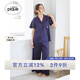 gelatopique早秋新品女睡褲緞面草莓刺繡系帶長(cháng)褲PWFP244361 深藍色 均碼