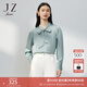 玖姿（JUZUI）法式飄帶雪紡襯衫女裝春款通勤知性單上衣白色 藍色系 2XL