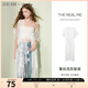 三彩2025新款蕾絲花紋流蘇披肩女夏輕薄透氣外搭度假百搭仙氣浪漫 米白色 均碼