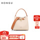 紅谷（HONGU）女包新款包包牛皮包簡(jiǎn)約百搭單肩包斜挎包大容量生日禮物 米白