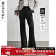 尚都比拉颯美利落氣質(zhì)通勤OL顯瘦時(shí)髦復古高腰顯瘦微嗽長(cháng)褲加絨加厚闊腿褲 134K52218黑色（加絨） M