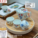 陶澤華功夫茶具斗彩雞缸杯茶具組合套裝酒店茶樓家用簡(jiǎn)易茶具釉中彩公雞 703密胺盤(pán)+側壺+3古杯 共 5頭