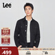 Lee25秋冬新品舒適版翻領(lǐng)小Logo織標黑色男牛仔夾克外套 黑色  S 