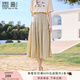 香影a字半身裙女卡其色2025夏裝新款氣質(zhì)中長(cháng)裙子淑女超仙高腰裙 淺卡其 M 160/84A/95-110斤