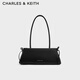 CHARLES&KEITH蝴蝶結簡(jiǎn)約單肩腋下包法棍包生日禮物CK2-20160193 Noir黑色 中包