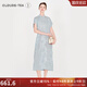 浮云堂.風(fēng)」花鳥(niǎo)吟.新中式改良提花旗袍連衣裙女2025夏禪意國風(fēng)茶服 月白 M