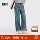 森馬（Semir）森柔牛仔|商場(chǎng)同款牛仔褲女翻邊長(cháng)褲2025秋季新款寬松闊腿褲 牛仔黃泥染80325 L