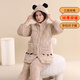 特絲格斯（TSGS）冬季加絨加厚連帽睡衣女套裝月子服三層夾棉法蘭絨棉襖孕婦家居服 爪子-杏色(孕婦裝-可調節腰帶) XL (建議體重100-130)