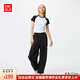 優(yōu)衣庫【超品好價(jià)】女裝休閑廓形長褲/系腰帶彎刀鐮刀褲子481028 481028/09黑色 L /160/70A