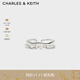 CHARLES&KEITH月光謐語(yǔ)仿珍珠疊鏈開(kāi)口戒指生日禮物CK5-32120409 Silver銀色 S