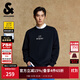 杰克·瓊斯（JACK&JONES）25年BSQ聯(lián)名秋季男裝圓領(lǐng)衛衣男純棉寬松休閑黑白色個(gè)性套頭上衣 E40黑色 常規 M （175）