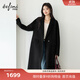 伊芙麗（eifini）【送圍巾】伊芙麗微闊設計西裝式毛呢外套女2025秋季新款通勤外套 黑色 M 110-120斤