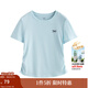茵曼（INMAN）簡(jiǎn)約抽褶收腰短袖T恤女2025夏季甜美減齡少女休閑繡花上衣 天空藍 XL