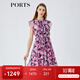 PORTS寶姿女裝春夏新品時尚碎花圓領(lǐng)短袖連衣裙LM8D240MPP109 丈青印花 M (6)