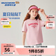 Skechers斯凱奇男女童純棉短袖T恤衫兒童夏季寬松透氣運動(dòng)上衣L225K055