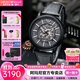 安普里奧·阿瑪尼（Emporio Armani）手表男自動(dòng)機械表情人節生日禮物送男友黑武士鏤空明星同款腕表 【HOT推薦】黑武士皮帶 AR60008