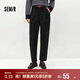 森馬（Semir）休閑褲女半松緊腰寬松錐形褲百搭冬季風肌理抓絨長褲101724127014