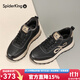 蜘蛛王男鞋時(shí)尚復古休閑鞋2025冬季新款加絨厚底防滑戶(hù)外運動(dòng)跑步鞋男 黑色-絨里 41
