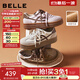 百麗（Belle）厚底流心曲奇愛(ài)心德訓鞋女2025秋新增高雙鞋帶休閑鞋B2928CM5預售 米白色 37