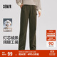 森馬（Semir）休閑褲女冬純棉燈芯絨半松緊腰打褶寬松闊腿褲工裝褲101724127004