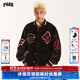 F426國潮牌秋季寬松休閑刺繡毛巾繡毛呢棒球服夾克 黑色 XL