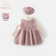 班喜迪女童連衣裙秋冬裝新款洋氣女寶寶公主裙周歲禮服夾棉兒童裙子冬季 粉色 內里夾棉 100