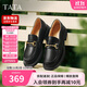 他她TATA英倫風(fēng)樂(lè )福鞋女平底低跟休閑小皮鞋秋季新款WFE02CA4黑色 36