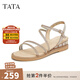 他她（TATA）絕美坡跟涼鞋女外穿一字帶時(shí)裝涼鞋秋季新款7UA03BL4 金色 36