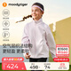 moodytiger女童外套柔軟舒適春秋裝兒童立領(lǐng)純色簡(jiǎn)約短款寬松運動(dòng)空氣層外套
