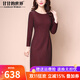 甘甘的世界婚慶婆婆裝2025春秋裝新款連衣裙長(cháng)袖中年女裝婚宴禮服 暗紅色長(cháng)袖 2XL 適合125-135斤