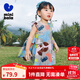 迷你巴拉女童寶寶裙子夏季透氣純棉荷葉邊小飛袖連衣裙 咖色調00355 90